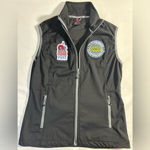 Little Donkey Andy Cedar Point roller coaster battle ride patch Black vest Sz M